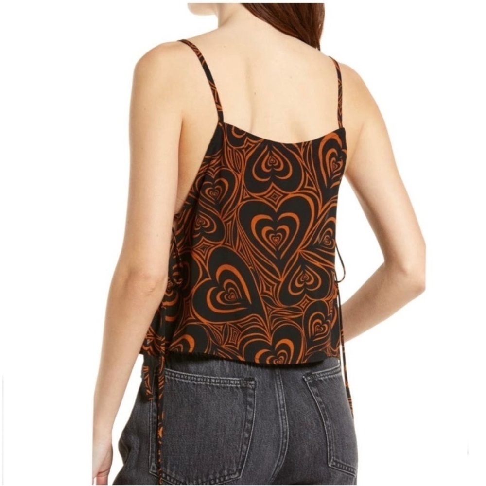LISA SAYS GAH 90s Heart Print Sleeveless Side Tie Square Neck Babydoll Tank S - Picture 11 of 13